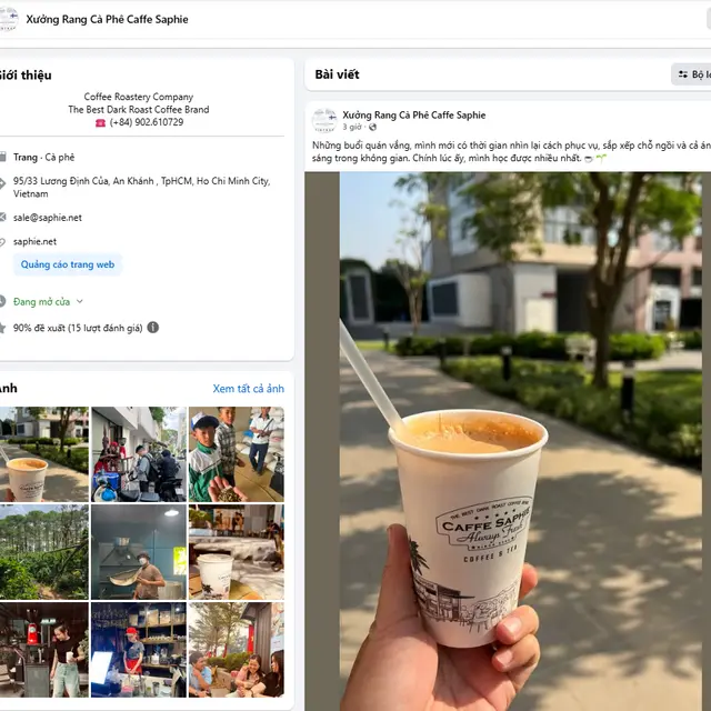 Bài Facebook do hệ thống của Caffe Saphie tự đăng