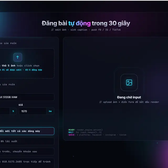Tool tự động đăng bài build cho cửa hàng điện thoại