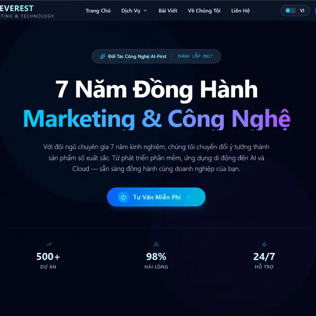 Phần hero của website ASI Everest