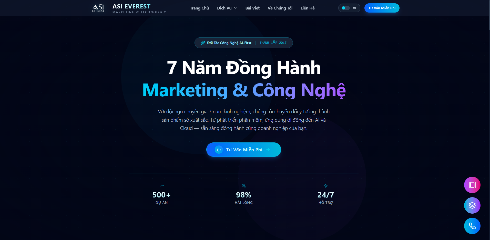 The ASI Everest website homepage